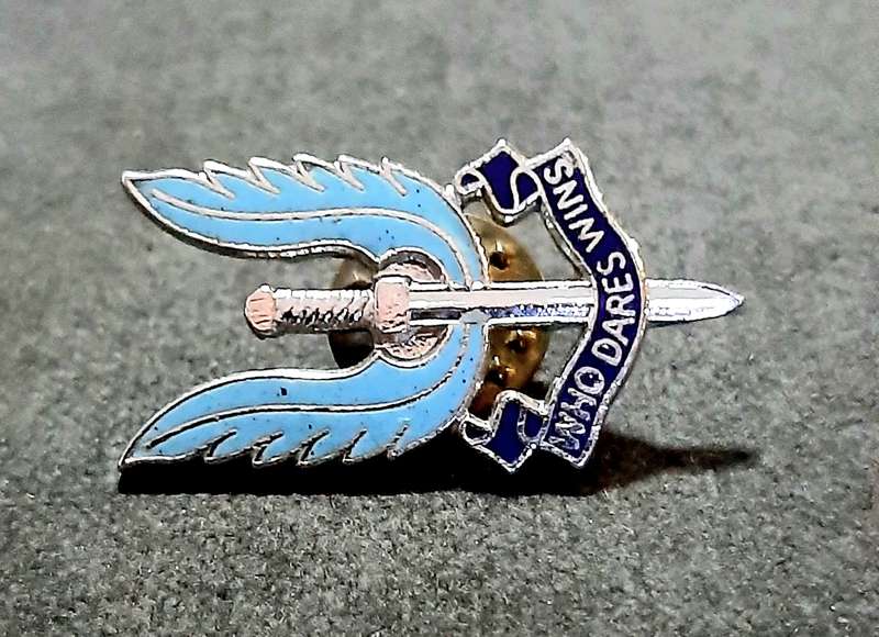 RARE: 1990s British S.A.S Metallic Lapel Badge w/ Enamel Inlay (Pin Intact).