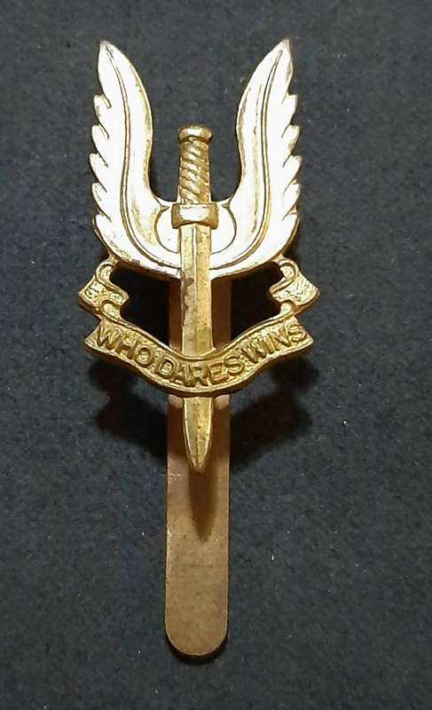 RARE: 1980s British S.A.S Bronze Metallic Beret Badge w/ Slide.