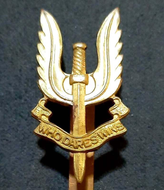 RARE: 1980s British S.A.S Bronze Metallic Beret Badge w/ Slide.