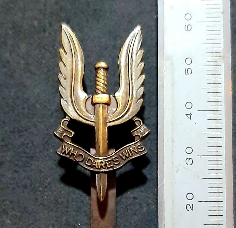 RARE: 1980s British S.A.S 'Subdued' Metallic Beret Badge w/ Slide .