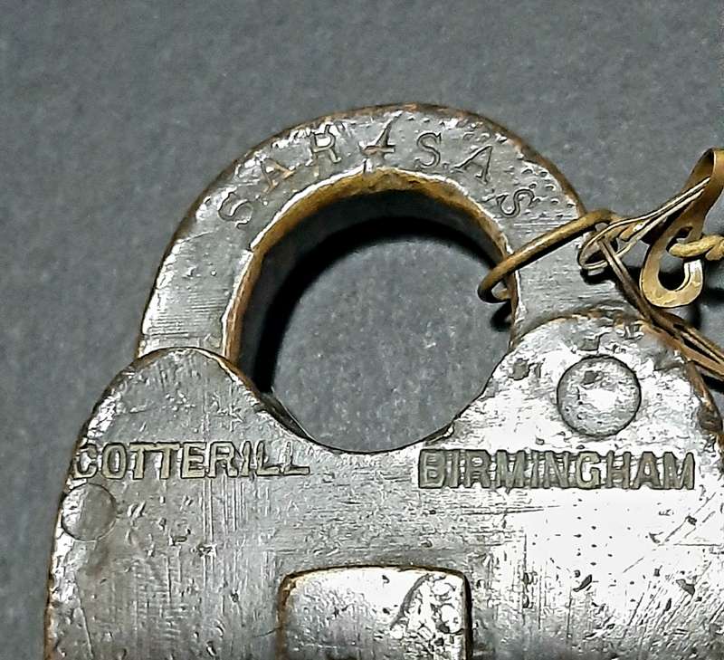 RARE: Early 20th Century- SA Railways 1923 Brass Padlock w/ Lanyard , Key & Token (Cotterill, Birm.)