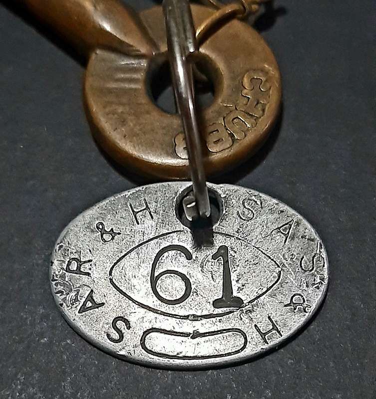 RARE: Early 20th Century- SA Railways 1923 Brass Padlock w/ Lanyard , Key & Token (Cotterill, Birm.)