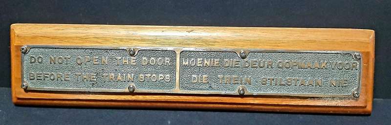 RARE: 1930s South African Railways - Passenger Carriage Plaque Mounted on Hardwood Plinth(40cmx10cm)