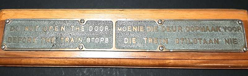 RARE: 1930s South African Railways - Passenger Carriage Plaque Mounted on Hardwood Plinth(40cmx10cm)