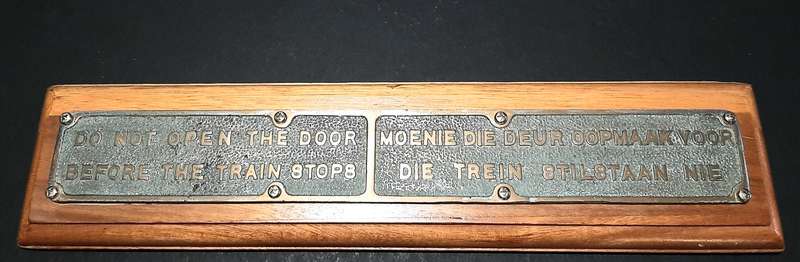 RARE: 1930s South African Railways - Passenger Carriage Plaque Mounted on Hardwood Plinth(40cmx10cm)