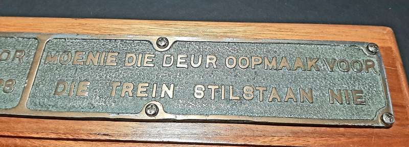 RARE: 1930s South African Railways - Passenger Carriage Plaque Mounted on Hardwood Plinth(40cmx10cm)
