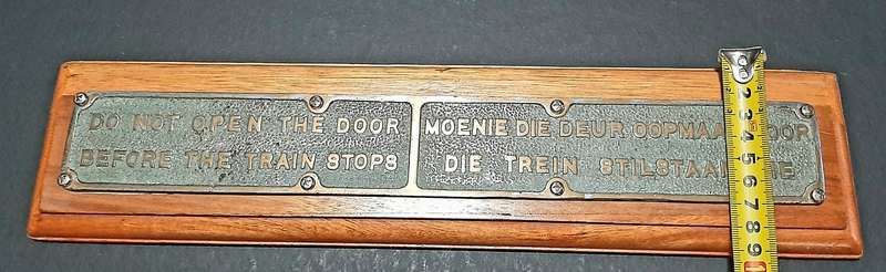 RARE: 1930s South African Railways - Passenger Carriage Plaque Mounted on Hardwood Plinth(40cmx10cm)