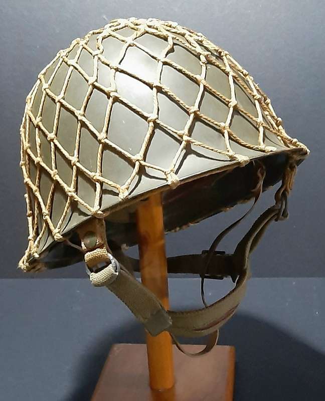 RARE: Border War 1960s- SADF Parachute Battalion Steel Helmet 'Springdak' w/ Camouflage Netting