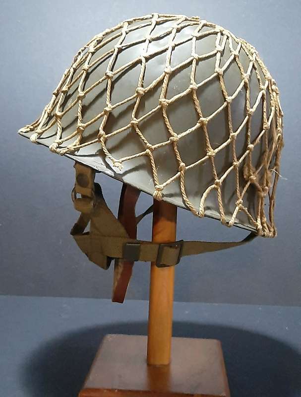 RARE: Border War 1960s- SADF Parachute Battalion Steel Helmet 'Springdak' w/ Camouflage Netting