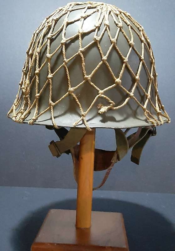 RARE: Border War 1960s- SADF Parachute Battalion Steel Helmet 'Springdak' w/ Camouflage Netting