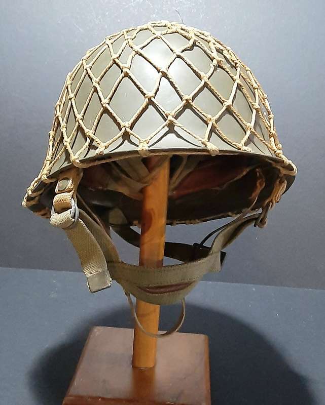 RARE: Border War 1960s- SADF Parachute Battalion Steel Helmet 'Springdak' w/ Camouflage Netting