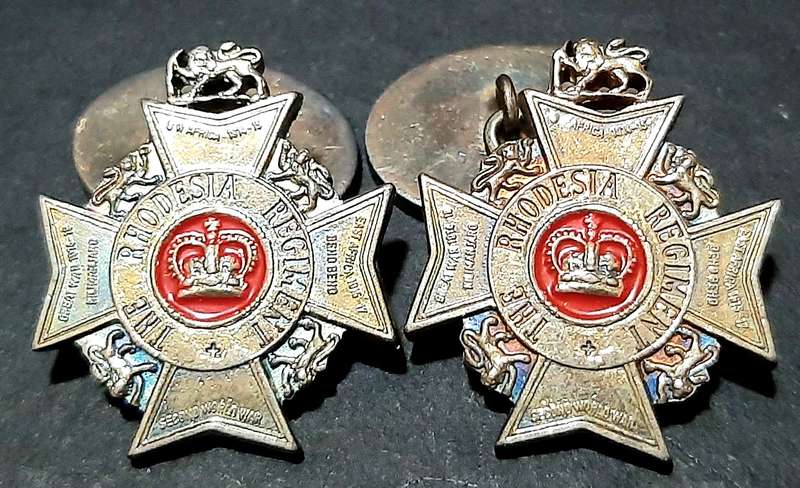 RARE: Rhodesian Bush War- .925 Silver Rhodesia Regiment Cufflinks Att. Major Vaughn w/ Presentation