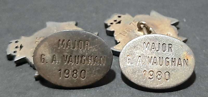 RARE: Rhodesian Bush War- .925 Silver Rhodesia Regiment Cufflinks Att. Major Vaughn w/ Presentation