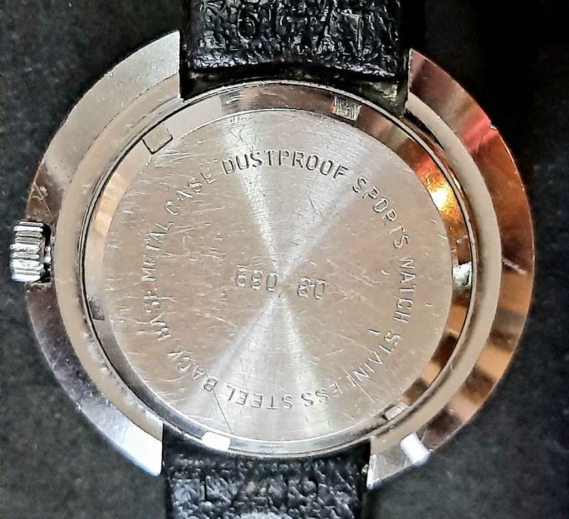 RARE: 1969 INTERPOL DELUXE 21-Jewel Anti-Magnetic Diver's Watch w/ Original Strap (UNTESTED).