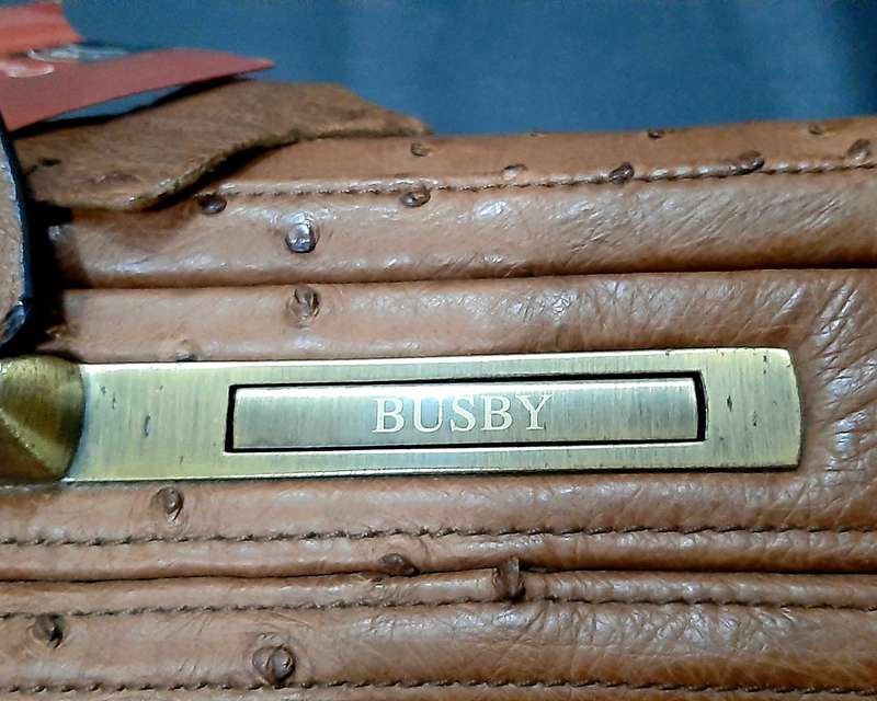 EXQUISITE: Late 20th Century Genuine 'Busby' Ostrich Skin Leather Gent's Executive Briefcase(UNUSED)