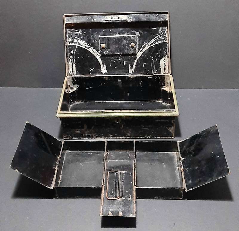 1930s Barclay's Bank South Africa: Metal Currency Storage Box w/ Internal Shelf Segment (31cmx19cm)