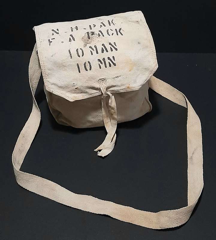 RARE: WW2 UDF Medic's 10-Man First Field Aid Webbing Bag w/ Sling (USED).