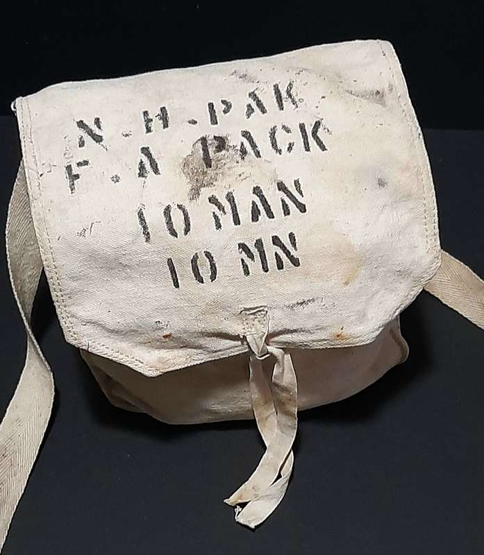 RARE: WW2 UDF Medic's 10-Man First Field Aid Webbing Bag w/ Sling (USED).