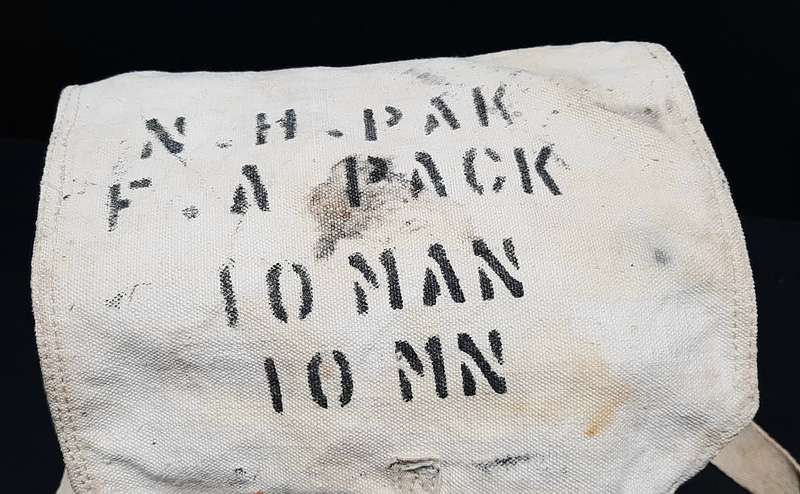 RARE: WW2 UDF Medic's 10-Man First Field Aid Webbing Bag w/ Sling (USED).
