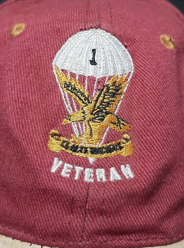 1990s SADF Commemorative: 1 Parachute Battalion Unit Baseball Cap w/ Nat. Flag Pin (Universal Size).