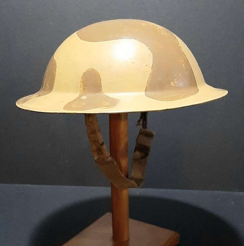 RARE: WW2 UDF 'Amoeba' Camouflage Pattern 'Brodie' Helmet w/ Webbing Strap (No Liner).