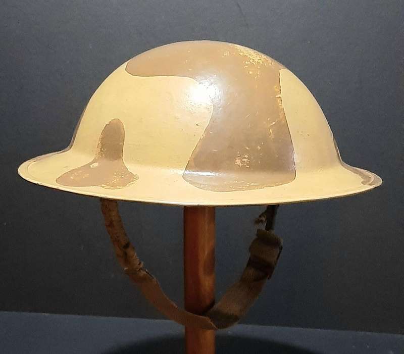 RARE: WW2 UDF 'Amoeba' Camouflage Pattern 'Brodie' Helmet w/ Webbing Strap (No Liner).