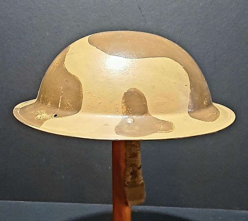 RARE: WW2 UDF 'Amoeba' Camouflage Pattern 'Brodie' Helmet w/ Webbing Strap (No Liner).