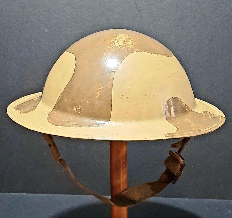 RARE: WW2 UDF 'Amoeba' Camouflage Pattern 'Brodie' Helmet w/ Webbing Strap (No Liner).