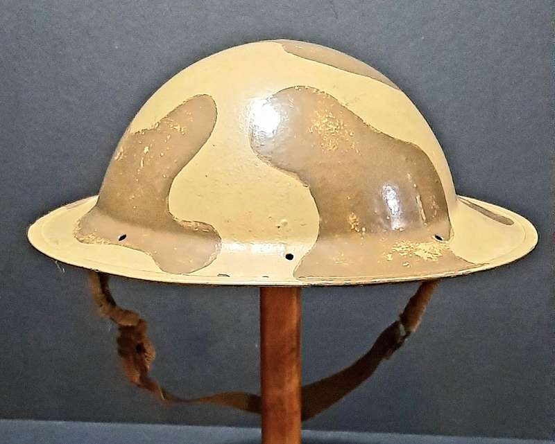 RARE: WW2 UDF 'Amoeba' Camouflage Pattern 'Brodie' Helmet w/ Webbing Strap (No Liner).