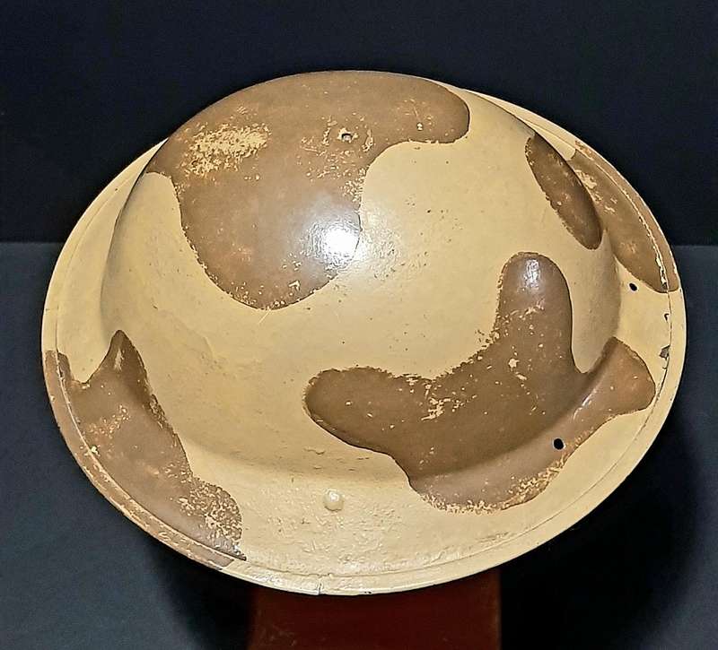 RARE: WW2 UDF 'Amoeba' Camouflage Pattern 'Brodie' Helmet w/ Webbing Strap (No Liner).