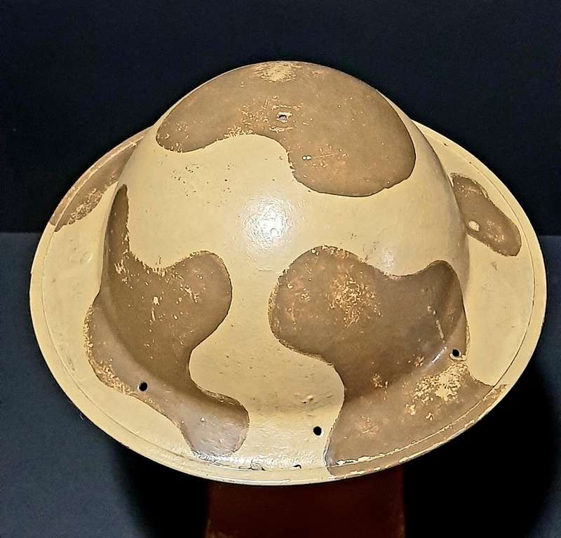RARE: WW2 UDF 'Amoeba' Camouflage Pattern 'Brodie' Helmet w/ Webbing Strap (No Liner).