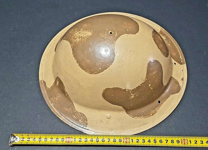 RARE: WW2 UDF 'Amoeba' Camouflage Pattern 'Brodie' Helmet w/ Webbing Strap (No Liner).