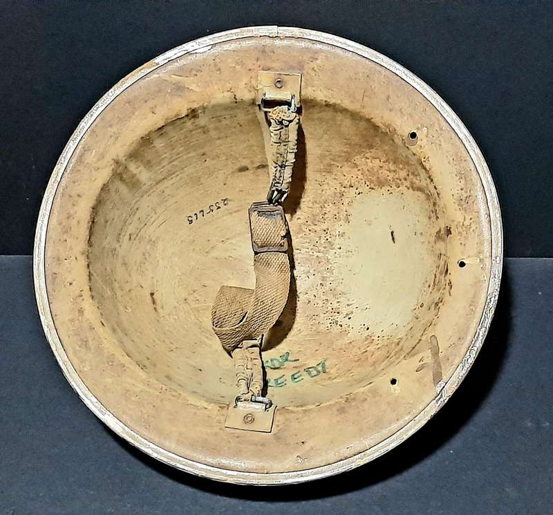 RARE: WW2 UDF 'Amoeba' Camouflage Pattern 'Brodie' Helmet w/ Webbing Strap (No Liner).