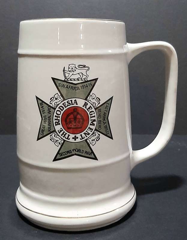 Rhodesian Bush War: 1978 ' The Rhodesia Regt.' D2 Coy Mtoko Unit Ceramic Tankard (18cm).