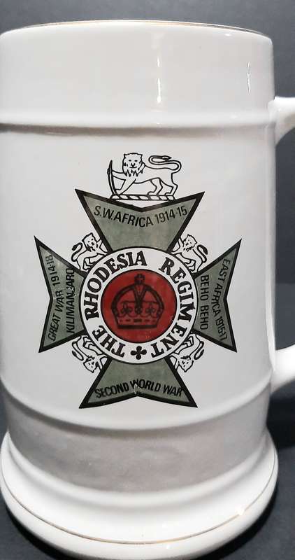 Rhodesian Bush War: 1978 ' The Rhodesia Regt.' D2 Coy Mtoko Unit Ceramic Tankard (18cm).