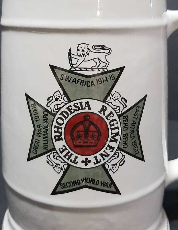 Rhodesian Bush War: 1978 ' The Rhodesia Regt.' D2 Coy Mtoko Unit Ceramic Tankard (18cm).