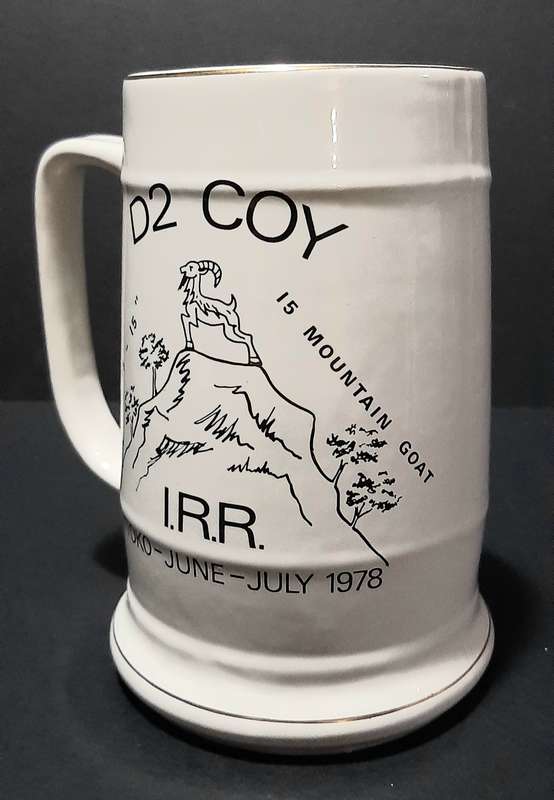 Rhodesian Bush War: 1978 ' The Rhodesia Regt.' D2 Coy Mtoko Unit Ceramic Tankard (18cm).