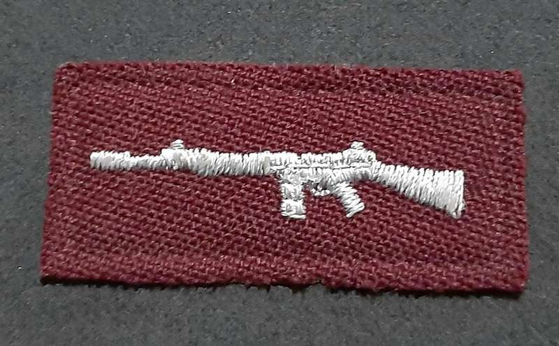 RARE: 1990s SAMS - Maroon Marksman's 'Skietbalkie' Qualification Embroidered Breast Badge.