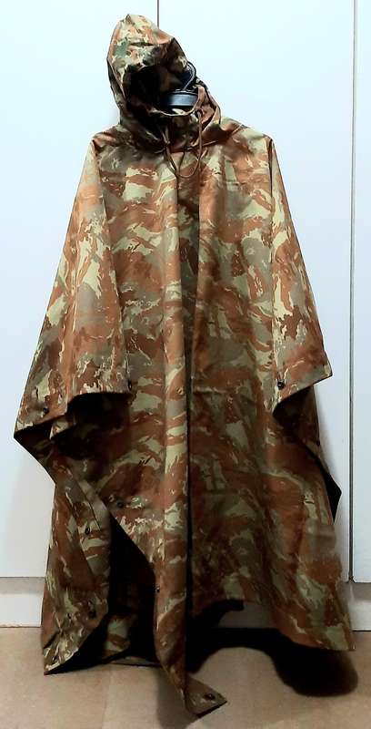 RARE: 1980s SADF - 32 Battalion Camouflage Poncho/ Groundsheet w/ Hood #2 .