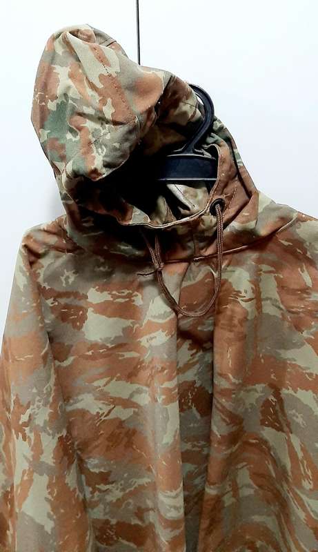 RARE: 1980s SADF - 32 Battalion Camouflage Poncho/ Groundsheet w/ Hood #2 .