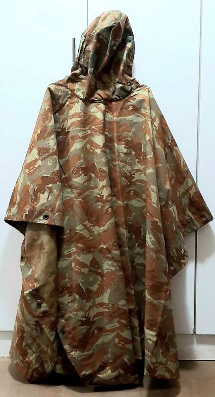 RARE: 1980s SADF - 32 Battalion Camouflage Poncho/ Groundsheet w/ Hood #2 .