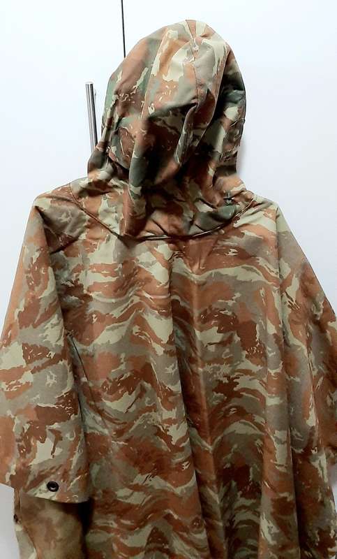 RARE: 1980s SADF - 32 Battalion Camouflage Poncho/ Groundsheet w/ Hood #2 .