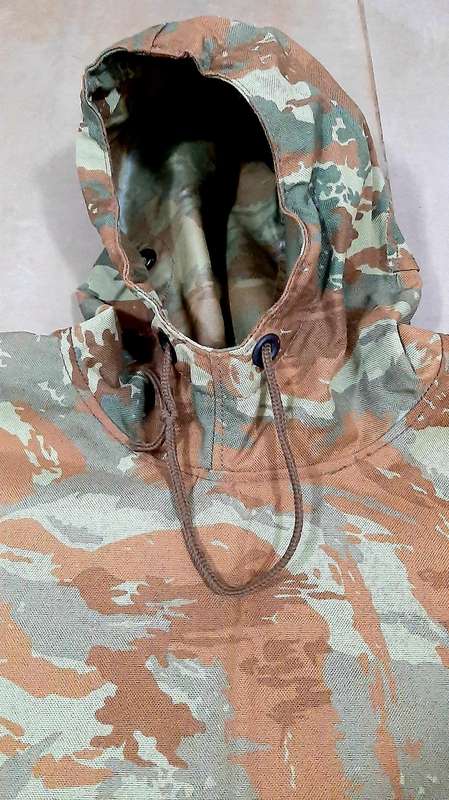RARE: 1980s SADF - 32 Battalion Camouflage Poncho/ Groundsheet w/ Hood #2 .
