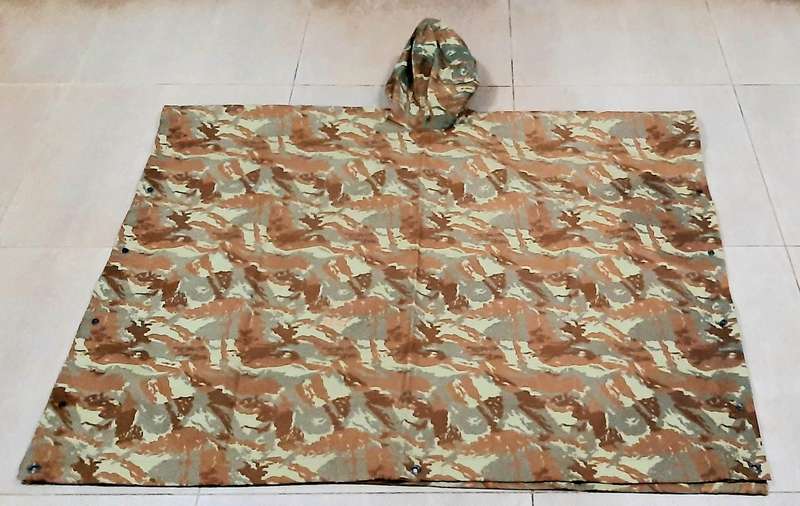 RARE: 1980s SADF - 32 Battalion Camouflage Poncho/ Groundsheet w/ Hood #2 .