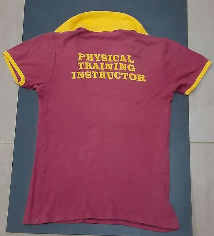 Border War: 1980s SAMS Physical Training Instructor Maroon T-Shirt w/ Insignia (Large).
