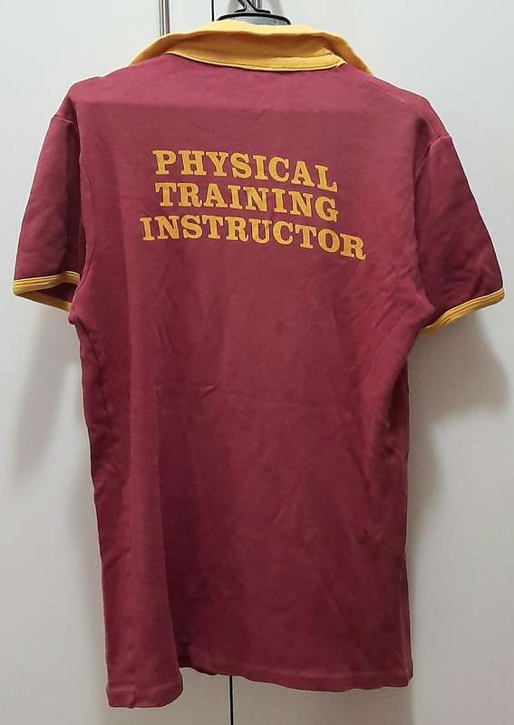 Border War: 1980s SAMS Physical Training Instructor Maroon T-Shirt w/ Insignia (Large).