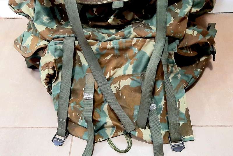 RARE: 1980s SADF Border War-32 Battalion Camouflage Rucksack w/ Integral Straps & Lightweight Frame.