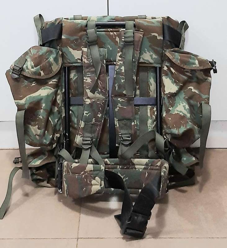 RARE: 1980s SADF Border War-32 Battalion Camouflage Rucksack w/ Integral Straps & Lightweight Frame.