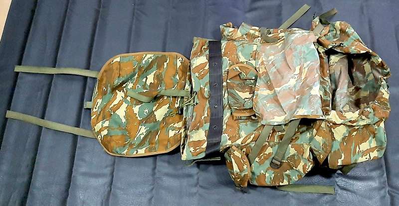 RARE: 1980s SADF Border War-32 Battalion Camouflage Rucksack w/ Integral Straps & Lightweight Frame.