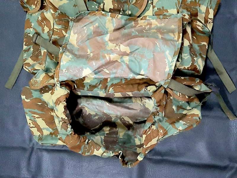 RARE: 1980s SADF Border War-32 Battalion Camouflage Rucksack w/ Integral Straps & Lightweight Frame.